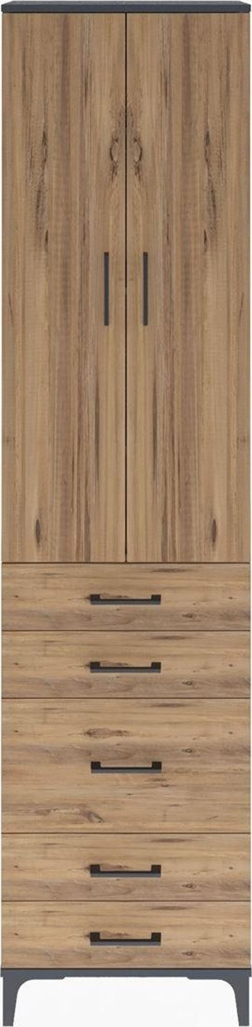 Arges Dolap 4 Raflı 5 Çekmeceli 2 Kapaklı 60 x 30 x 243 cm Antrasit - Çam