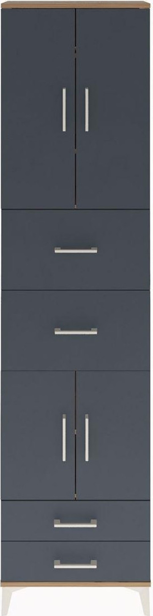 Arges Dolap 5 Raflı 4 Çekmeceli 4 Kapaklı 60 x 30 x 243 cm Çam - Antrasit