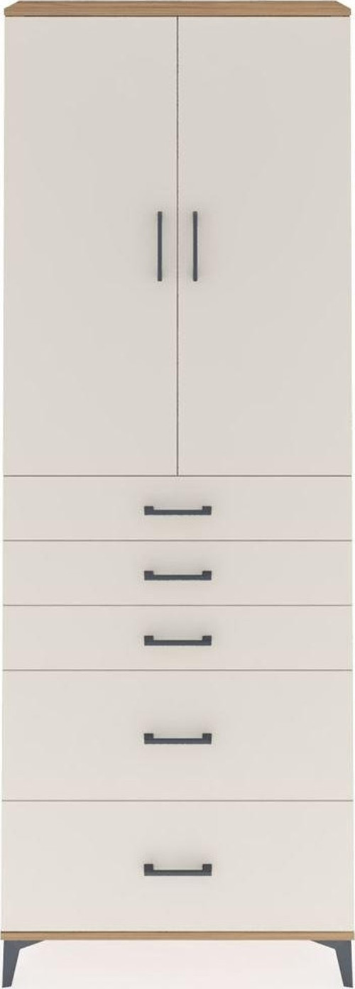 Arges Dolap 3 Raflı 5 Çekmeceli 2 Kapaklı 88x30x243 Çam-Aytaşı