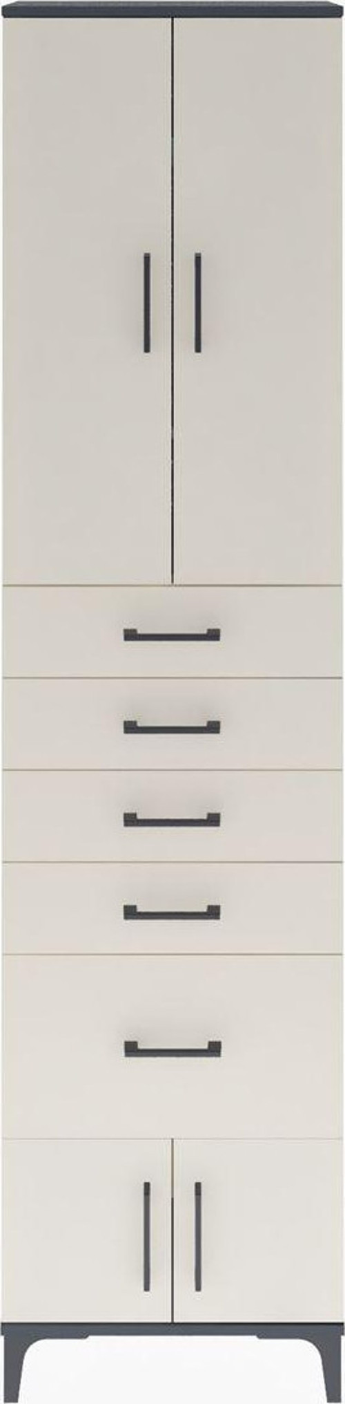 Arges Dolap 3 Raflı 5 Çekmeceli 4 Kapaklı 60 x 30 x 243 cm Antrasit - Aytaşı