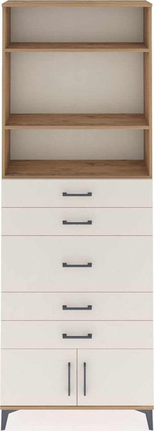 Arges Dolap 3 Raflı 5 Çekmeceli 2 Kapaklı 88x30x243 Çam-Aytaşı