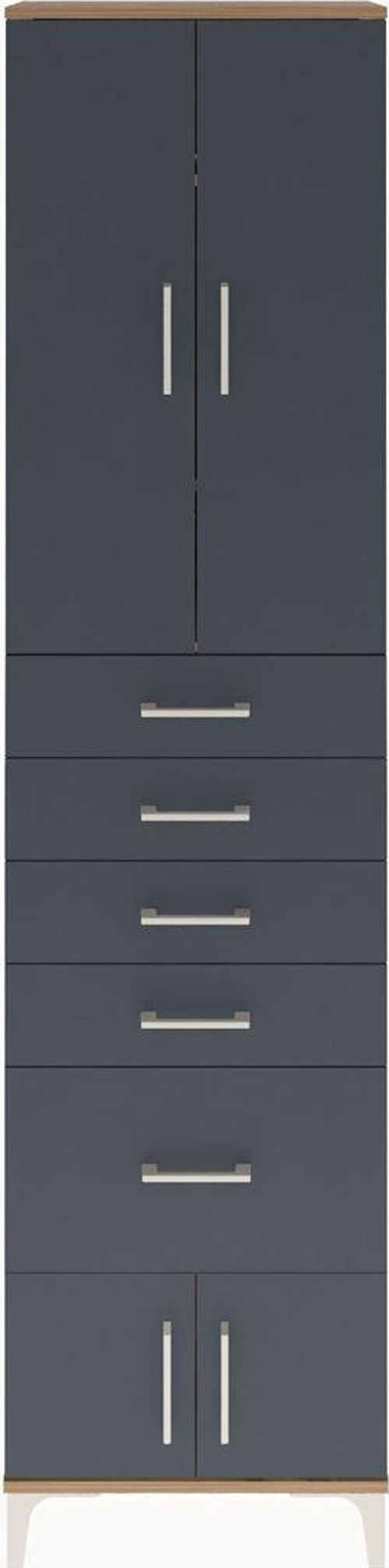Arges Dolap 3 Raflı 5 Çekmeceli 4 Kapaklı 60 x 30 x 243 cm Çam - Antrasit