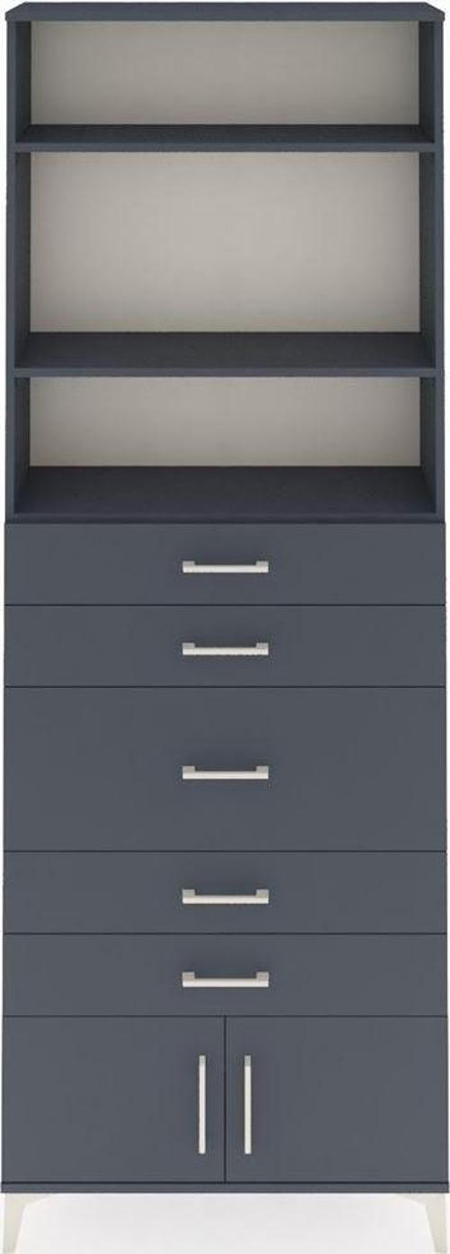 Arges Dolap 3 Raflı 5 Çekmeceli 2 Kapaklı 88x30x243 Antrasit-Antrasit