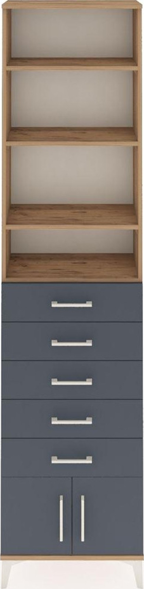 Arges Dolap 4 Raflı 5 Çekmeceli 2 Kapaklı 60 x 30 x 243 cm Çam - Antrasit