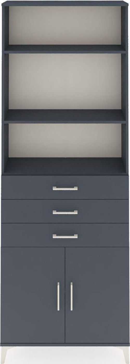 Arges Dolap 4 Raflı 3 Çekmeceli 2 Kapaklı 88x30x243 Antrasit-Antrasit
