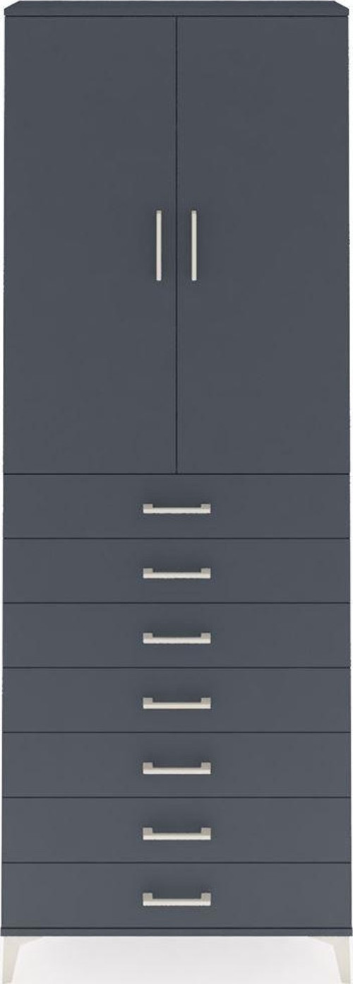 Arges Dolap 3 Raflı 7 Çekmeceli 2 Kapaklı 88x30x243 Antrasit-Antrasit