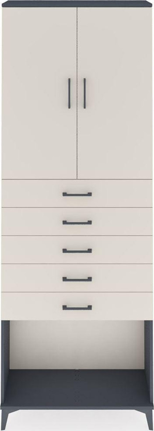 Arges Dolap 3 Raflı 5 Çekmeceli 2 Kapaklı 88x30x243 Antrasit-Aytaşı