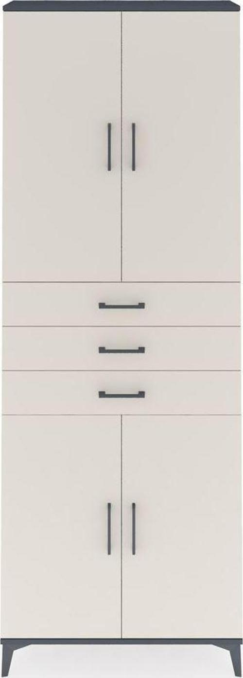 Arges Dolap 4 Raflı 3 Çekmeceli 4 Kapaklı 88x30x243 Antrasit-Aytaşı