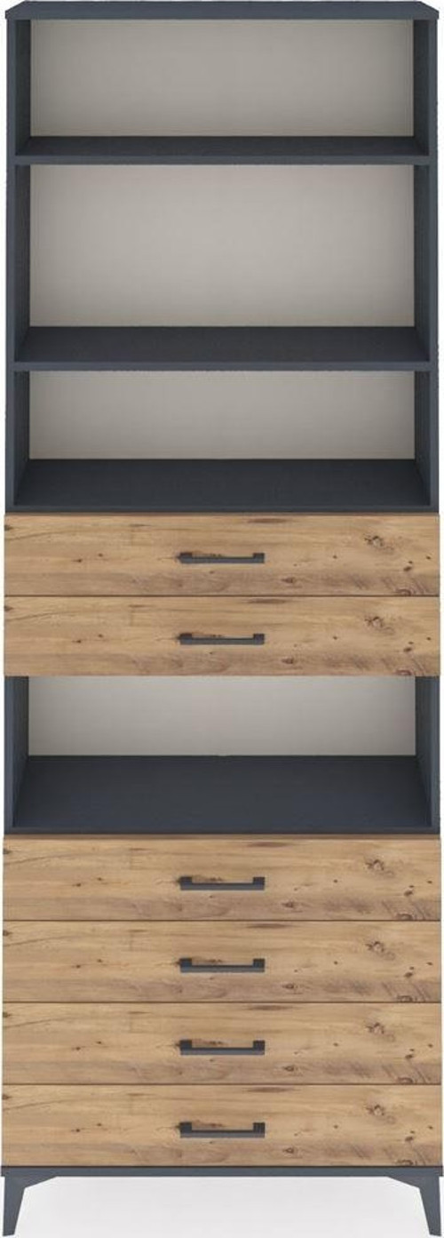 Arges Dolap 4 Raflı 6 Çekmeceli 88 x 30 x 243 cm Antrasit - Çam