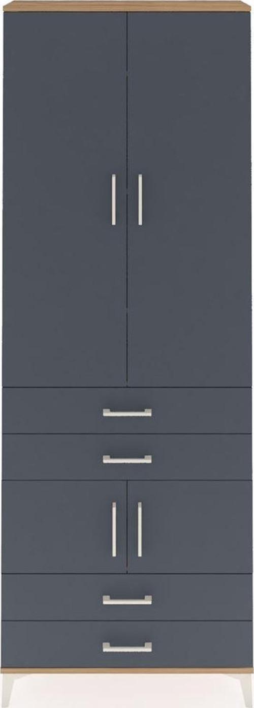 Arges Dolap 5 Raflı 4 Çekmeceli 4 Kapaklı 88x30x243 Çam-Antrasit