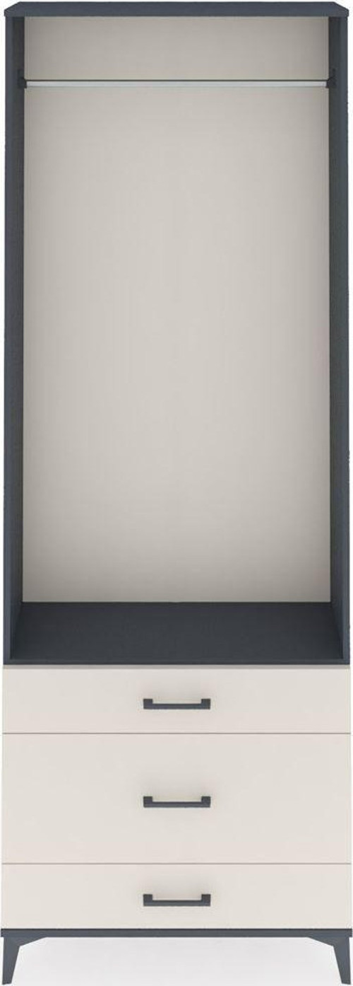 Arges Dolap Tek Raflı 3 Çekmeceli Tek Askılı 88x30x243 Antrasit-Aytaşı