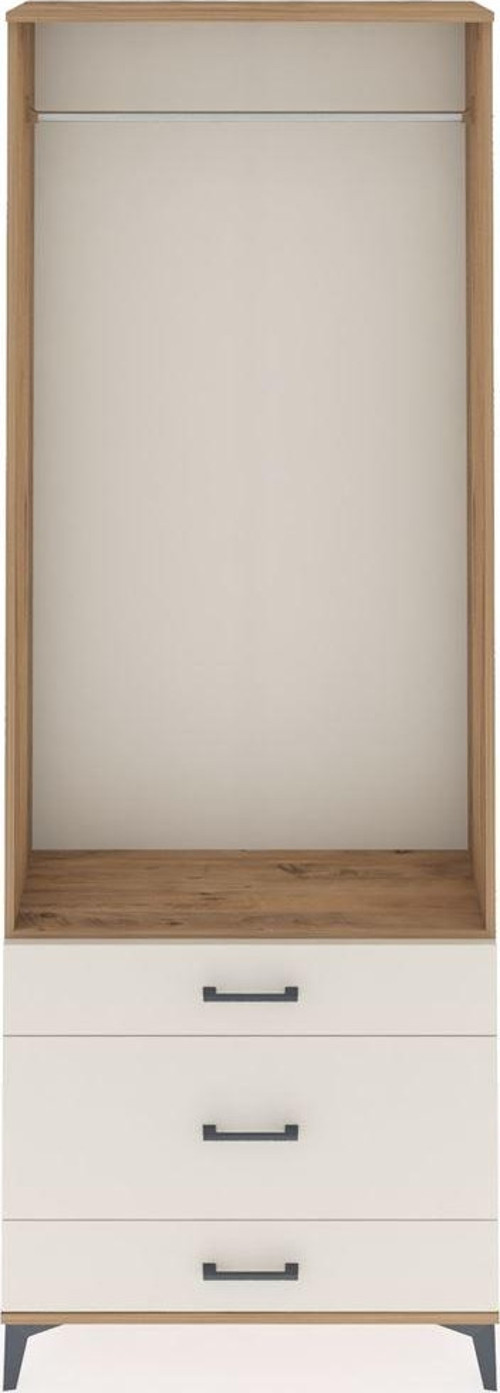 Arges Dolap Tek Raflı 3 Çekmeceli Tek Askılı 88x30x243 Çam-Aytaşı