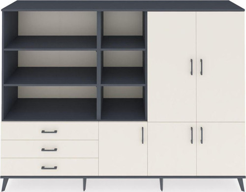 Hyperion Dolap 11 Raflı 3 Çekmeceli 5 Kapaklı 220x44x163 Antrasit-Aytaşı