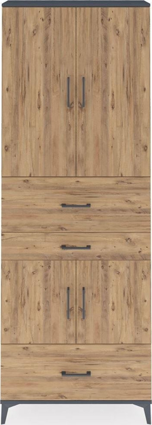 Arges Dolap 4 Raflı 3 Çekmeceli 4 Kapaklı 88x30x243 Antrasit-Çam
