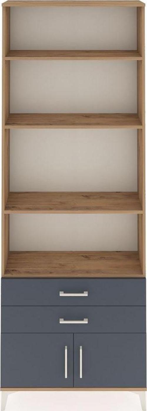 Arges Dolap 4 Raflı 2 Çekmeceli 2 Kapaklı 88x30x243 Çam-Antrasit