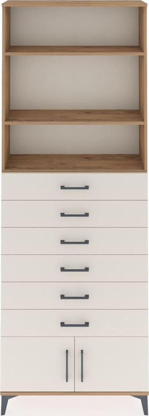 Arges Dolap 3 Raflı 6 Çekmeceli 2 Kapaklı 88x30x243 Çam-Aytaşı