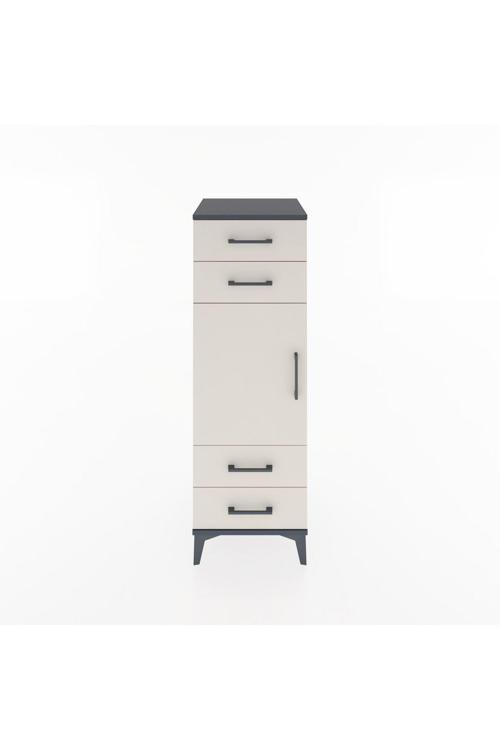 Hyperion Dolap 2 Raflı 4 Çekmeceli Tek Kapaklı 44x44x134 Antrasit-Aytaşı