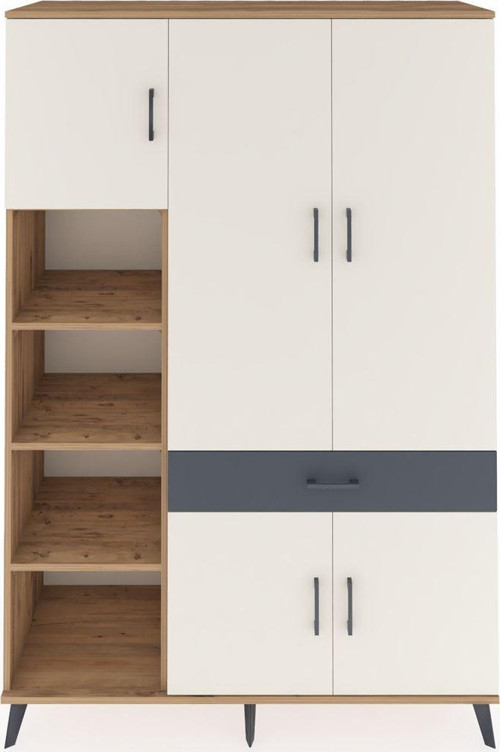 Hyperion Dolap 8 Raflı 1 Çekmeceli 5 Kapaklı 132 x 44 x 195 cm Çam - Aytaşı - Antrasit