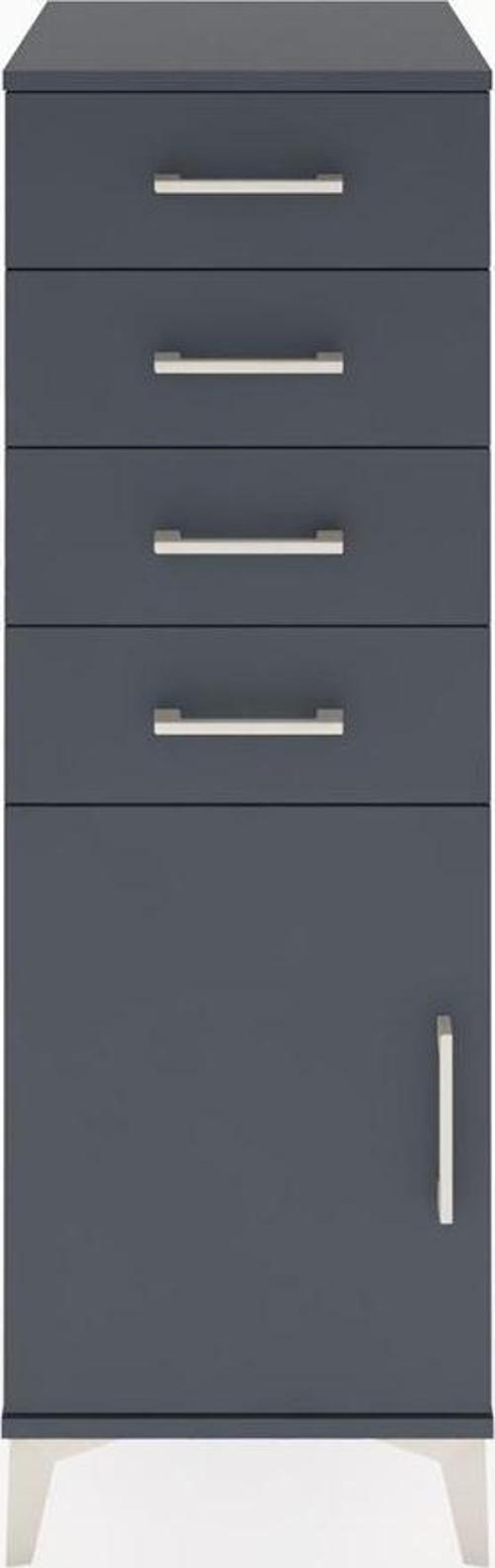 Hyperion Dolap Tek Raflı 4 Çekmeceli Tek Kapaklı 44x44x134 Antrasit-Antrasit