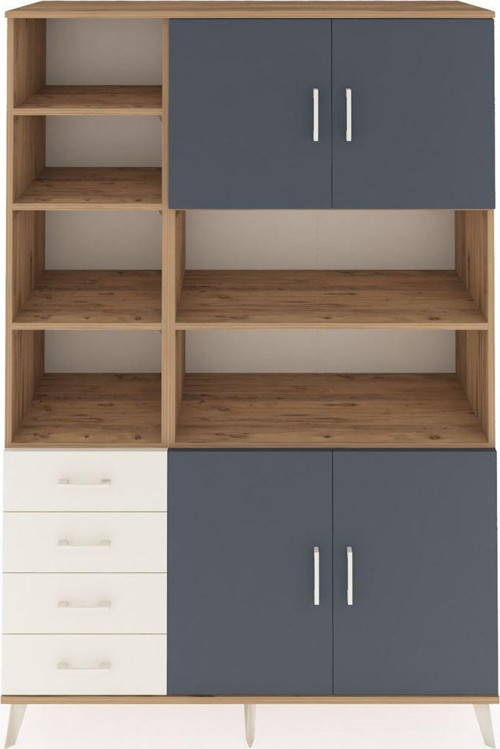 Hyperion Dolap 9 Raflı 4 Çekmeceli 4 Kapaklı 132x44x195 Çam-Antrasit/Aytaşı