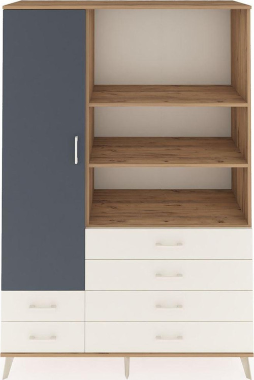 Hyperion Dolap 7 Raflı 6 Çekmeceli 1 Kapaklı 132 x 44 x 195 cm Çam - Antrasit - Aytaşı