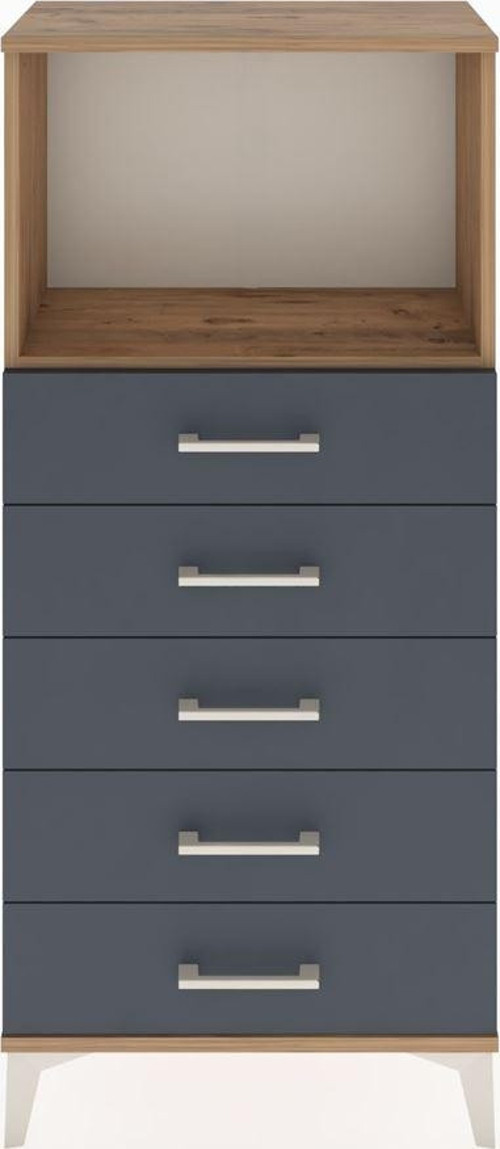 Hyperion Dolap Tek Raflı 5 Çekmeceli 60x44x134 Çam-Antrasit