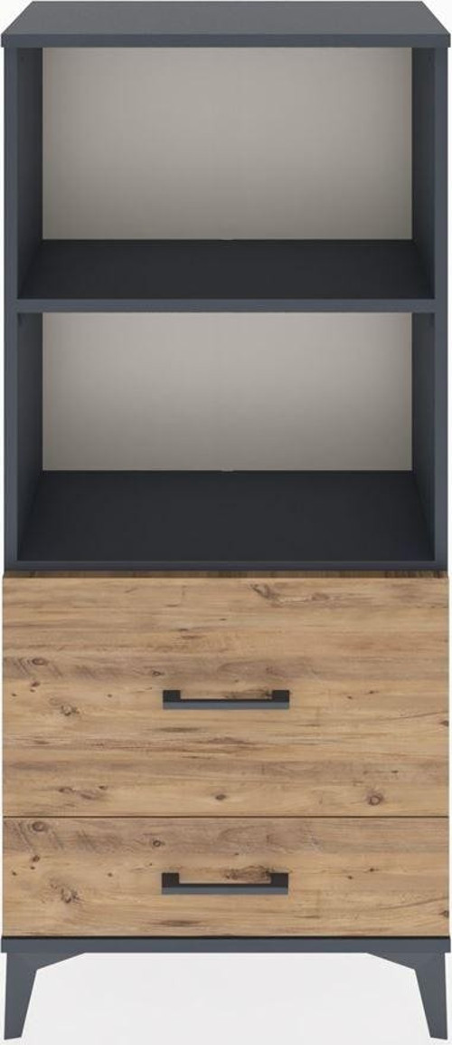 Hyperion Dolap 2 Raflı 2 Çekmeceli 60x44x134 Antrasit-Çam