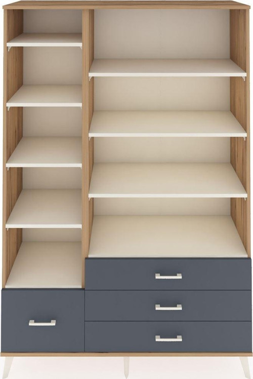 Hyperion Dolap 9 Raflı 4 Çekmeceli 132 x 44 x 195 cm Çam - Aytaşı - Antrasit