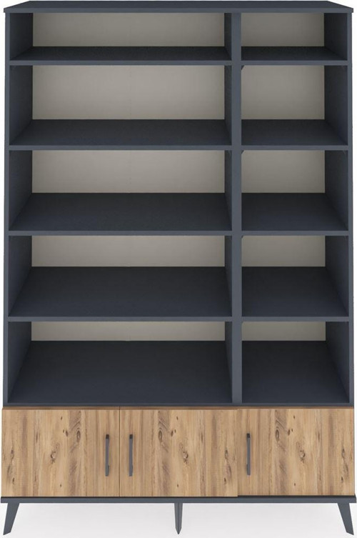 Hyperion Dolap 10 Raflı 3 Kapaklı 132 x 44 x 195 cm Antrasit - Çam - Antrasit