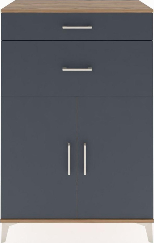 Hyperion Dolap 2 Raflı 2 Çekmeceli 2 Kapaklı 88x44x134 Çam-Antrasit