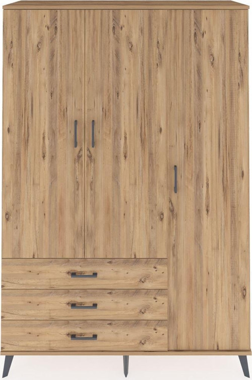 Hyperion Gardrop 6 Raflı 3 Çekmeceli Tek Askılı 132x44x195 Çam-Çam
