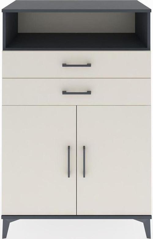 Hyperion Dolap 2 Raflı 2 Çekmeceli 2 Kapaklı 88x44x134 Antrasit-Aytaşı