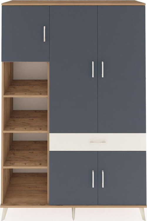 Hyperion Dolap 8 Raflı 1 Çekmeceli 5 Kapaklı 132 x 44 x 195 cm Çam - Antrasit - Aytaşı