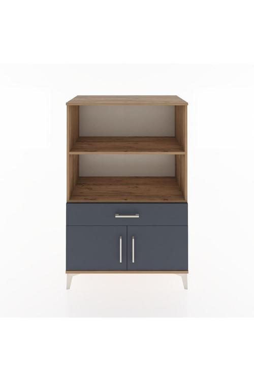 Hyperion Dolap 2 Raflı Tek Çekmeceli 2 Kapaklı 88x44x134 Çam-Antrasit