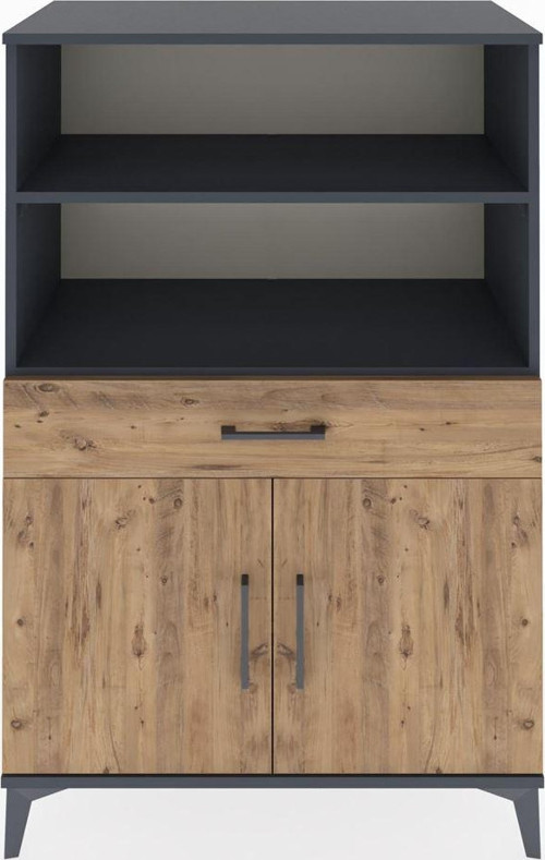 Hyperion Dolap 3 Raflı Tek Çekmeceli 2 Kapaklı 88x44x134 Antrasit-Çam
