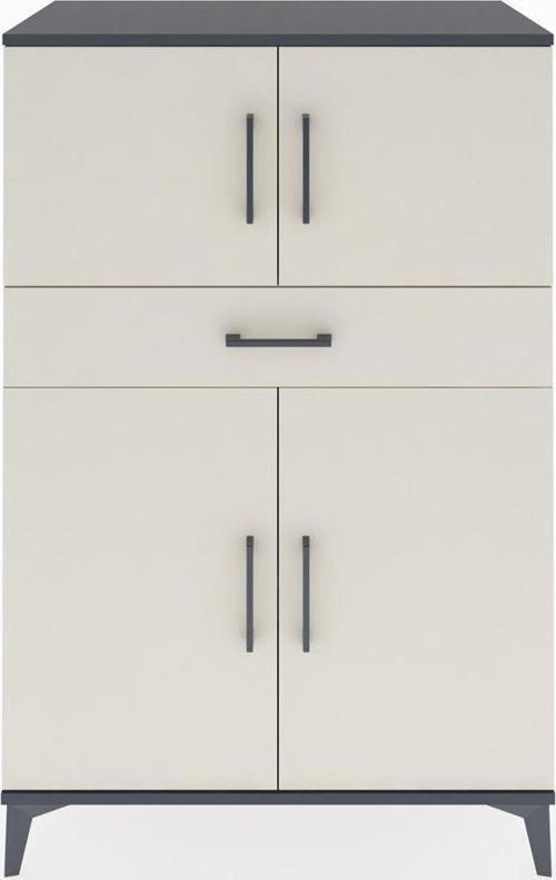 Hyperion Dolap 2 Raflı Tek Çekmeceli 4 Kapaklı 88x44x134 Antrasit-Aytaşı