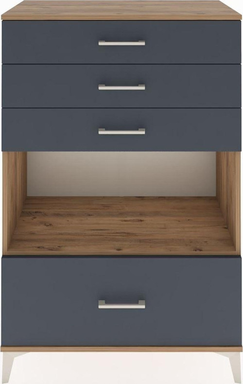 Hyperion Dolap Tek Raflı 4 Çekmeceli 88x44x134 Çam-Antrasit