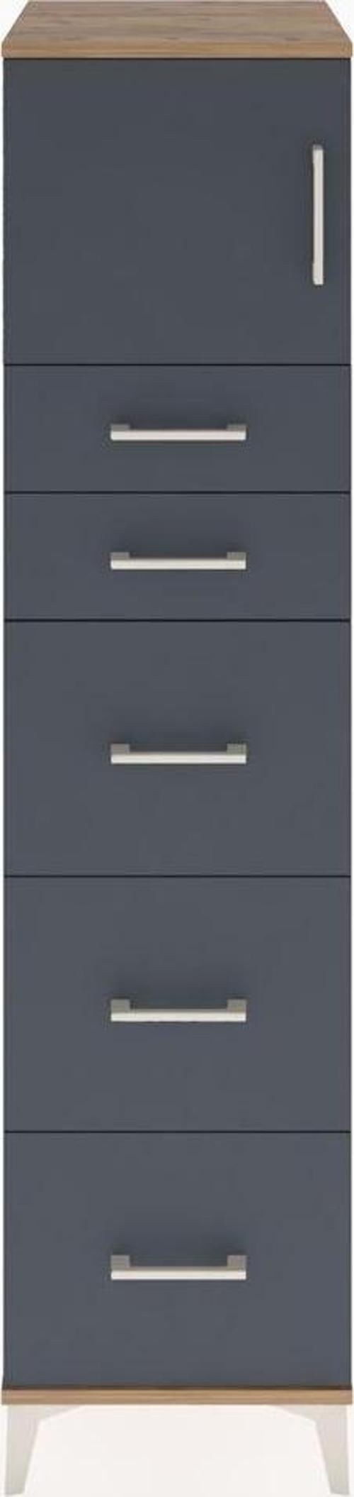 Hyperion Dolap Tek Raflı 5 Çekmeceli Tek Kapaklı 44x44x182 Çam-Antrasit