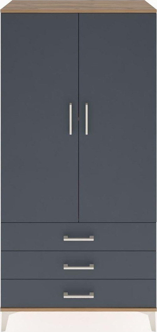 Hyperion Dolap 2 Raflı 3 Çekmeceli 2 Kapaklı 88x44x182 Çam-Antrasit