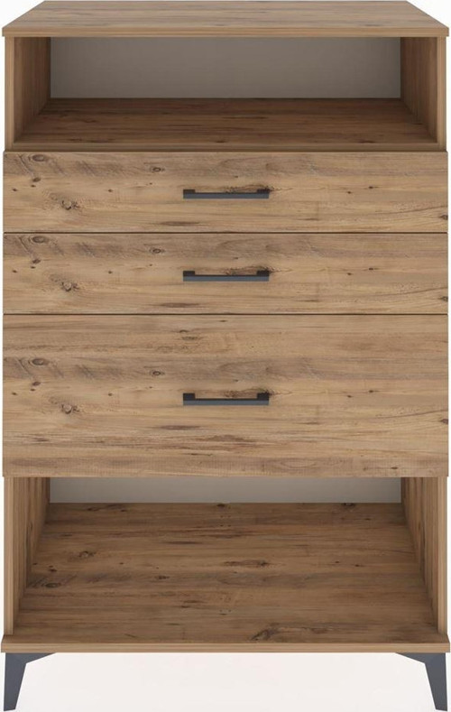 Hyperion Dolap Tek Raflı 3 Çekmeceli 88x44x134 Çam-Çam