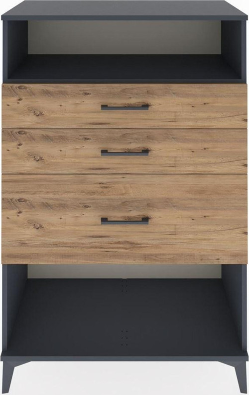 Hyperion Dolap Tek Raflı 3 Çekmeceli 88x44x134 Antrasit-Çam