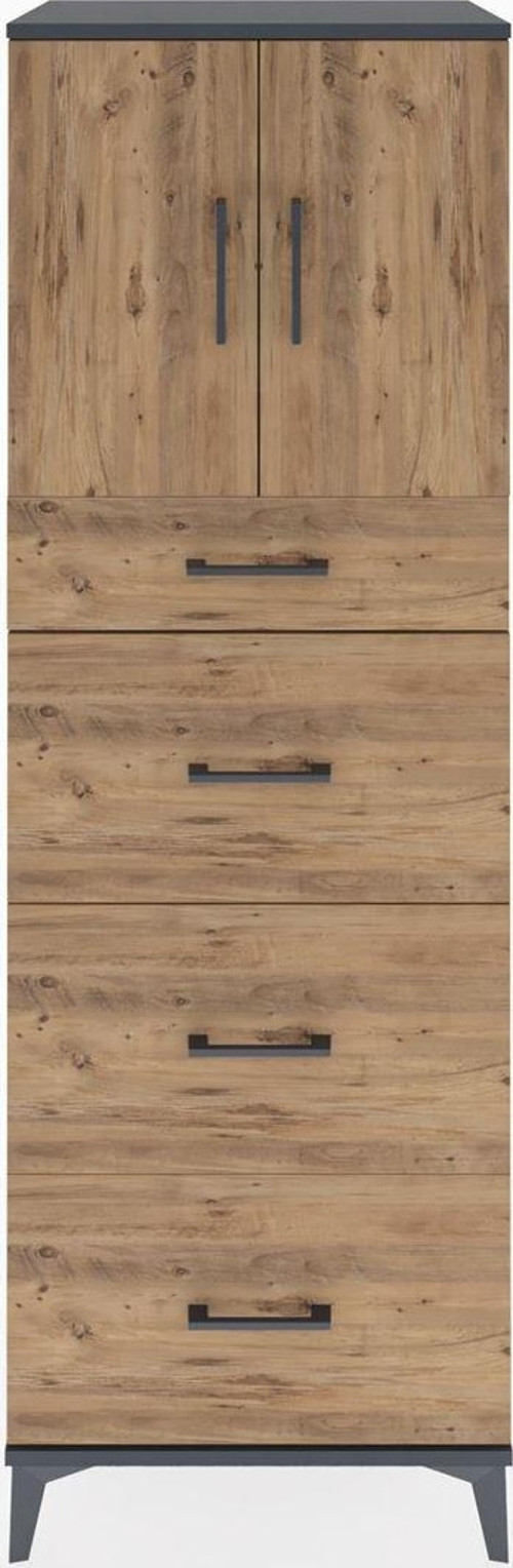 Hyperion Dolap 1 Raflı 4 Çekmeceli 2 Kapaklı 60 x 44 x 182 cm Antrasit - Çam
