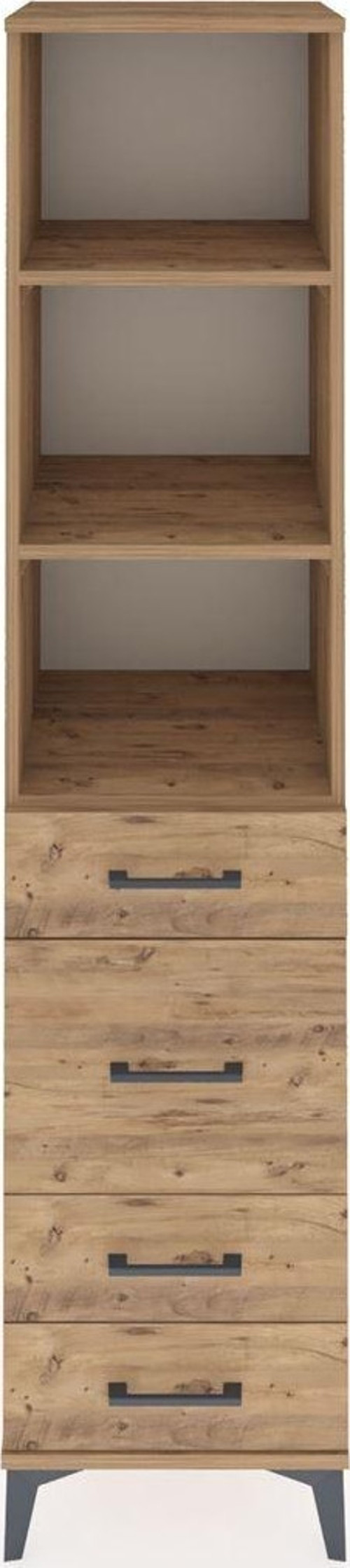 Hyperion Dolap 3 Raflı 4 Çekmeceli 44x44x195 Çam-Çam