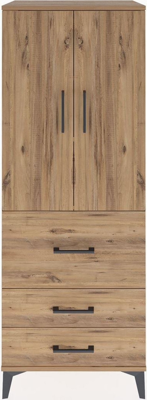 Hyperion Dolap 3 Raflı 3 Çekmeceli 2 Kapaklı 60x44x163 Çam-Çam