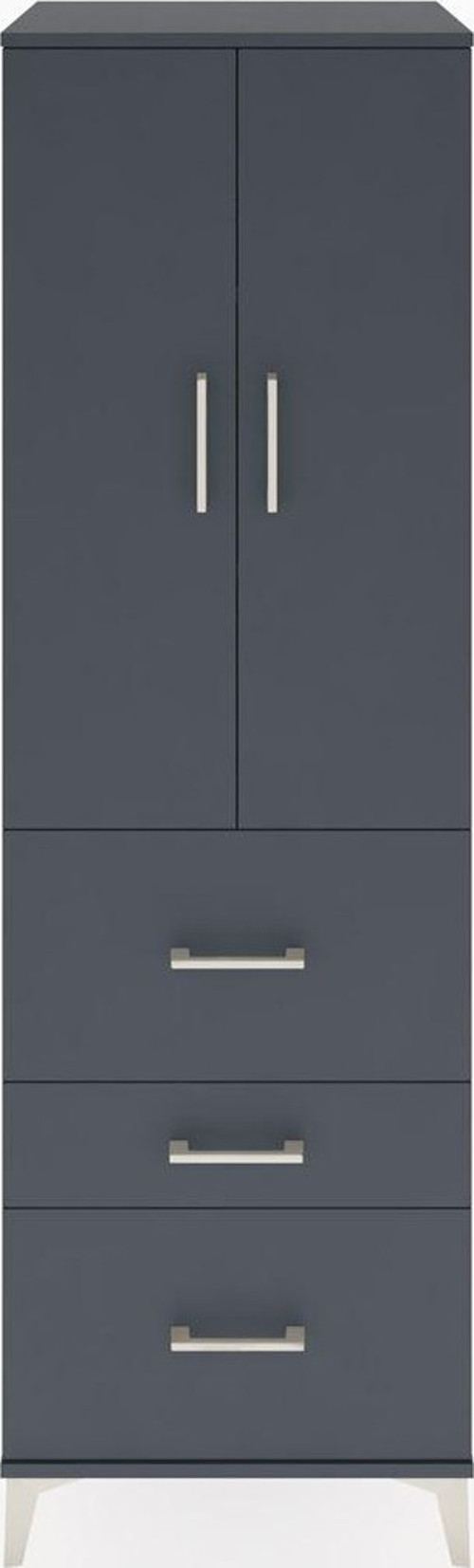 Hyperion Dolap 3 Raflı 3 Çekmeceli 2 Kapaklı 60x44x195 Antrasit-Antrasit