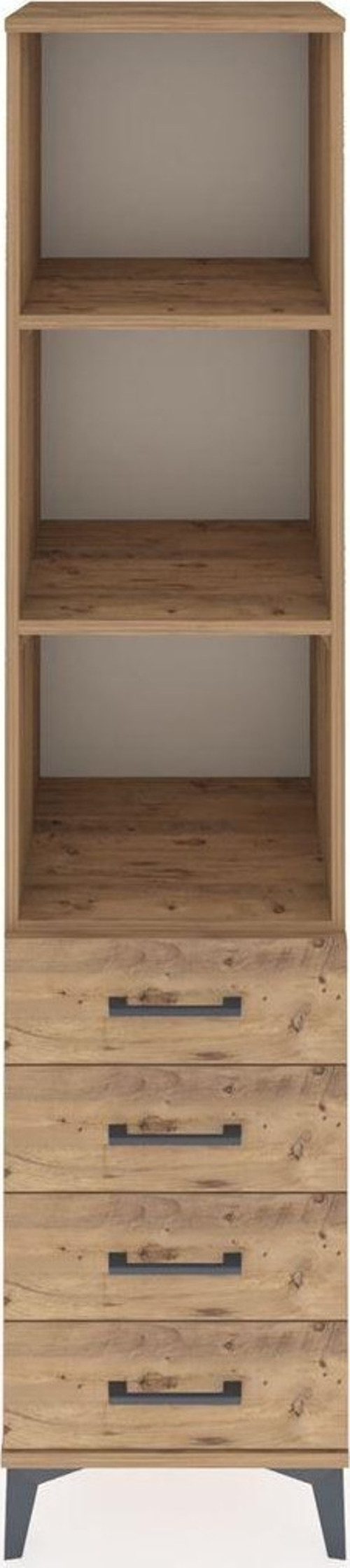 Hyperion Dolap 3 Raflı 4 Çekmeceli 44x44x195 Çam-Çam