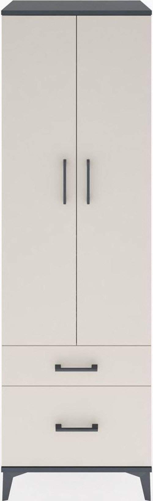 Hyperion Dolap 2 Raflı 2 Çekmeceli Tek Askılı 60x44x195 Antrasit-Aytaşı