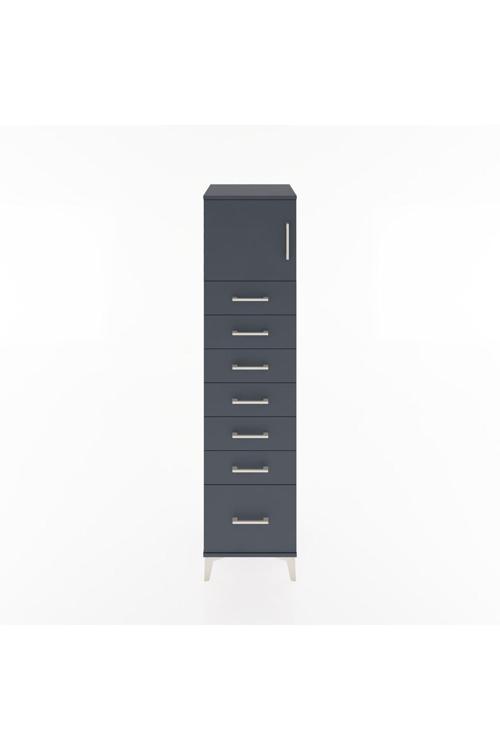 Hyperion Dolap 1 Raflı 7 Çekmeceli 1 Kapaklı 44 x 44 x 182 cm Antrasit - Antrasit