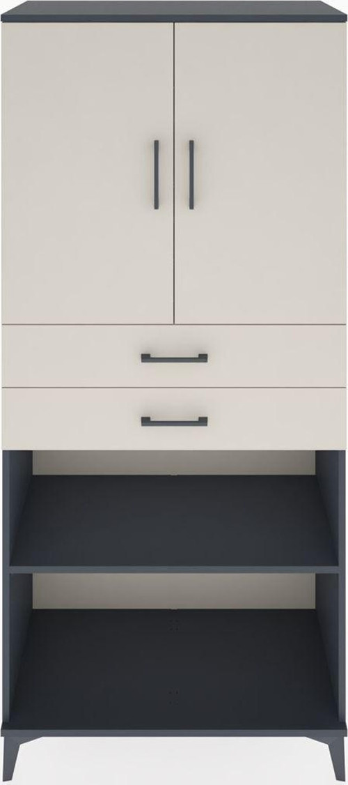 Hyperion Dolap 4 Raflı 2 Çekmeceli 2 Kapaklı 88x44x195 Antrasit-Aytaşı