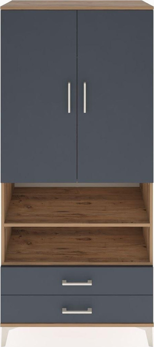Hyperion Dolap 3 Raflı 2 Çekmeceli Tek Askılı 88x44x195 Çam-Antrasit
